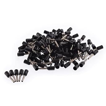 ERH India (200 Pcs) Ferrule Copper Crimp Connectors AWG16, 1.5mm Black Insulated Crimp Pin Terminals Nylon Copper Crimp Ferrules Wire Connector Sleeves Ferrules Cord Pin End Terminal E1508