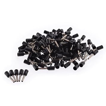 ERH India (200 Pcs) Ferrule Copper Crimp Connectors AWG16, 1.5mm Black Insulated Crimp Pin Terminals Nylon Copper Crimp Ferrules Wire Connector Sleeves Copper Crimp Connector Insulated E1508