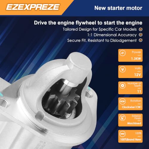 Image of Ezexpreze 19224N New Starter 361002E120 1195411 Compatible with Hyundai Elantra 2011-2013 Elantra Coupe Elantra GT 2013-2014 Kia Forte Koup Forte5 2014 Soul 2012-2013 1.8L 2.0L L4