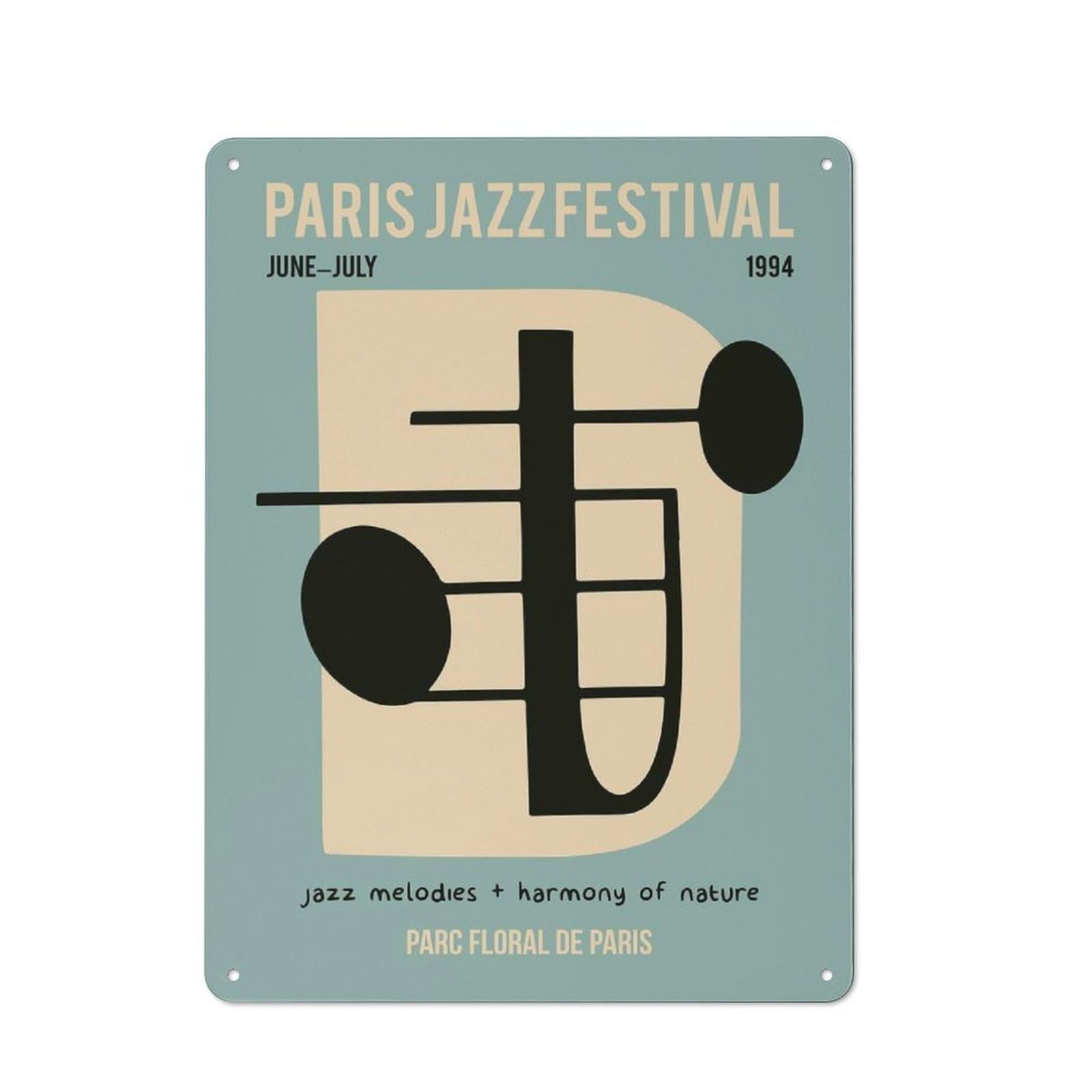 Junmoney Style-13 Vintage Paris Jazz Music Festival Garden Room Metal Sign 40X30cm, Porch Wall Decor For Conservatory, Home Bar Or Utility Room