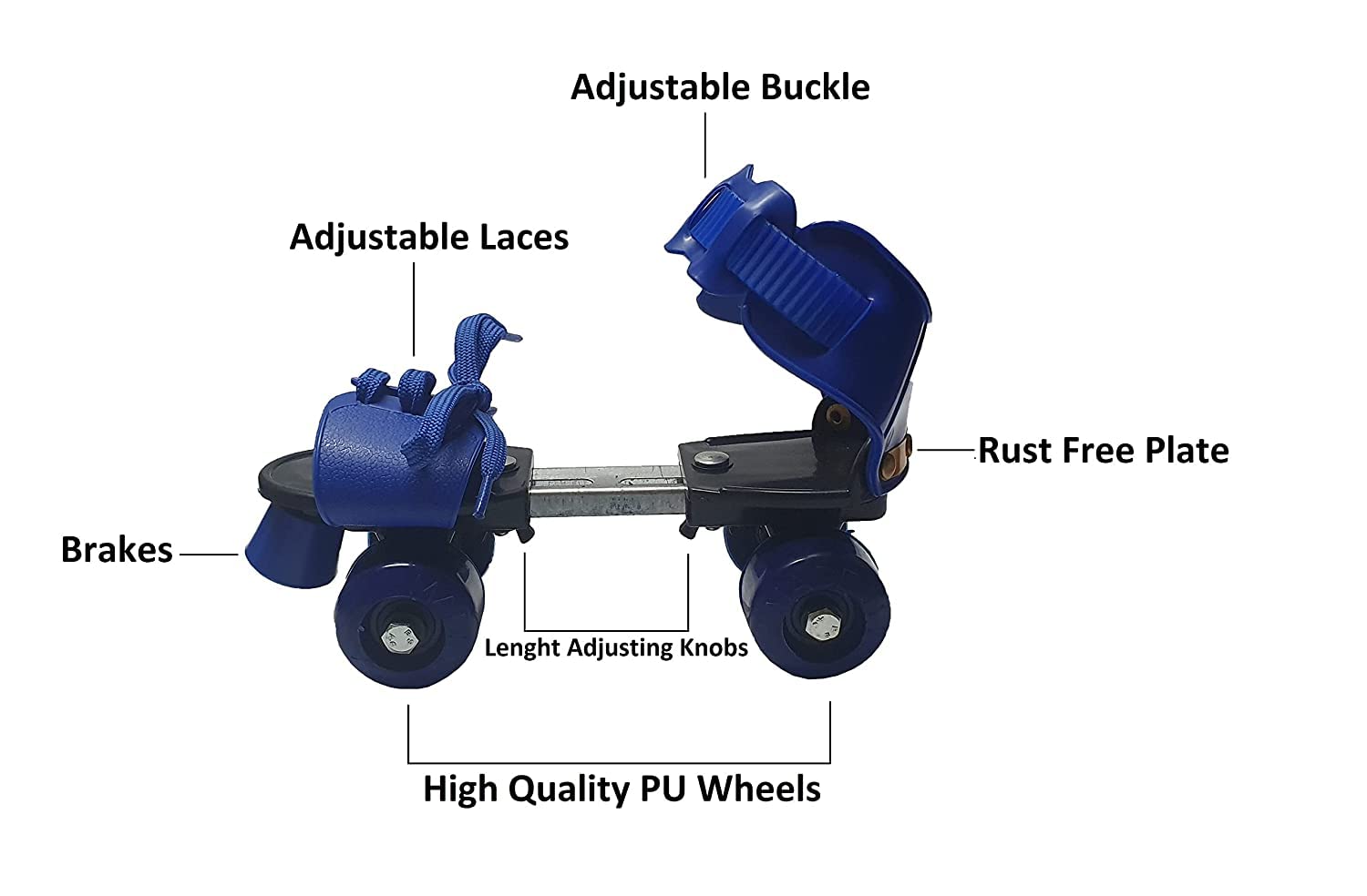 High Trusted Latest Designed Inline Roller Skating with Adjustable Size and Front Break Toys for 4 Years+ Kids Skates Size 5-12 UK (Blue) - Image 5 thumbnail