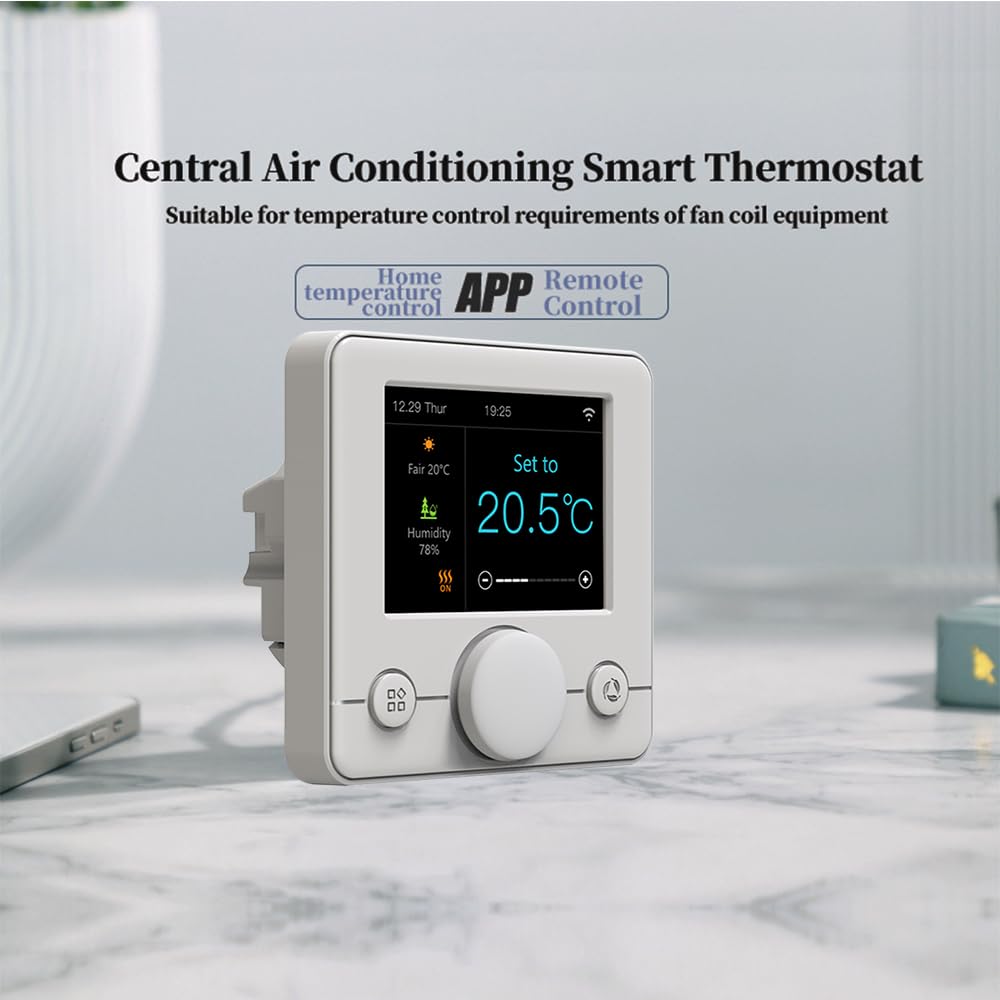 Smart Wifi Termostato Aria Condizionata con Schermo LCD a 4 Tubi con Schermo LCD a Colori, Funziona con Alexa Google Home, 95 ~ 240 V AC