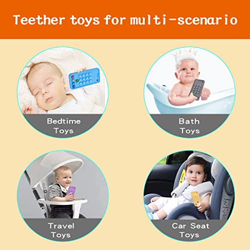 Image of Mobile Phone Shape Teething Toys,Silicone Baby Teether Toys with Pacifier Clip for Babies 6-18 Months,Baby Chew Toys Sensory Toys for Babies 6-18 MonthsGirls Pack 1