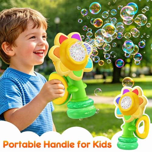 Yunaking Bubble Machine Wands Kids Toys: Type-C Bubbles Gun Maker LED Light Outdoor Toys for 3 4 5 6 7 8 Boy Girl Toddlers Kids Party Wedding, Gift for Birthday Easter Valentines Xmas by Yunaking - Image 4