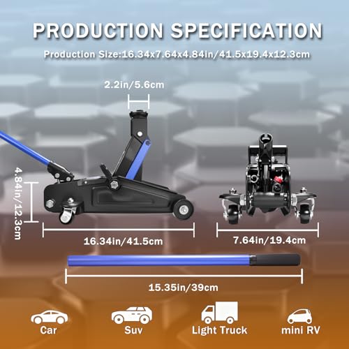 Image of ANTPOWER 1.5 Ton Floor Jack with Case, Wheels for Secure Lifting,Fast Lift Floor Jack, Quick Lift Pump for Sport Utility Vehicle, Providing Stable Support for Various Cars (1.5T)