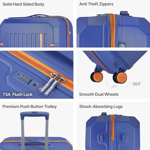 Image of uppercase Hexa Large Solid Trolley Bag with TSA Lock, Durable for Travel, RCS Certified for Sustainability, Anti-Theft Zippers and Double Wheels, Suitcase for Men & Women