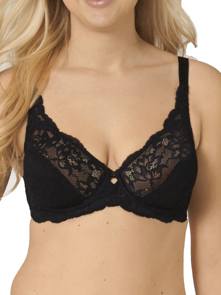 Triumph Women's Amourette Charm W Wired Non-padded wired Bra, Black (Black 04), 32DD (Manufacturer Size: 85E)