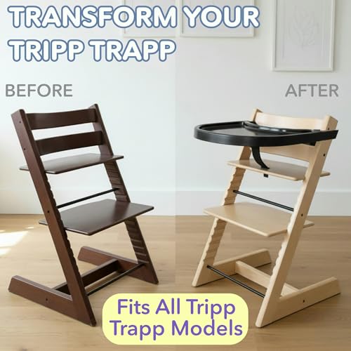 Image of High Chair Tray for Stokke Tripp Trapp - Black - No Baby Set Needed. Suction Surface. Snap-on. BPA Free.