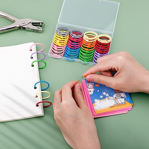 Image of Antner 50PCS Metallic Loose Leaf Binder Rings 1 1 /5 Inch Colorful Book Rings, Metal Steel Paper Rings Keychain Key Rings Index Cards Notebook Rings for School Office, 10 Colors (Pack of 2)