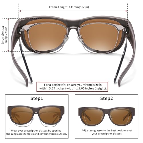 Image of HAOLOTA Sunglasses that Fit-Over Glasses Women Polarized, Trendy Cat Eye Sunglasses Wear Over Glasses, UV Protection