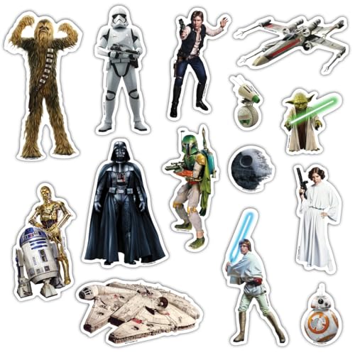 Disney Star Wars Decals - Set of 14 Outdoor Rated Vinyl Stickers Waterproof Vinyl for Car Laptop or Water Bottle