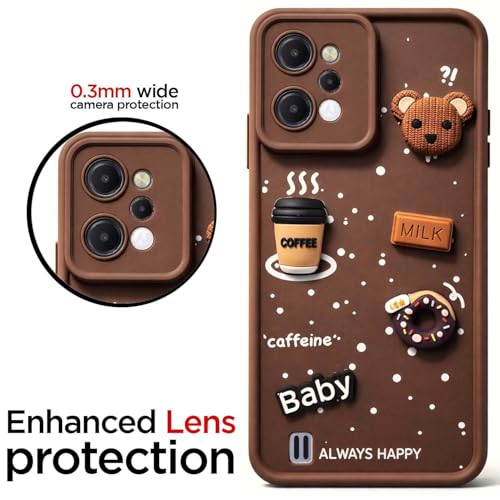 Image of Bintage Ball Bear| Donut| Milk Cake| Baby| Coffee Rubber Case Camera Protection Back Cover Compatible for Realme C31 - Brown