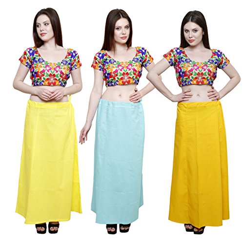 Image of Pistaa combo of 3 Women's Cotton Best Indian Readymade Inskirt Saree petticoats