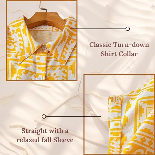 Image of Gufrina Women's Polyester Shirt with Pocket Half Raglan Sleeves Spread Collar Neck Geometric Printed Relaxed Fit and Standard Length