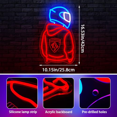 Image of Motorcyclist Neon Sign for Wall Decor Motorcycle Neon Light Suitable for Man Cave Dimmable Motor LED Light Up for Garage Motorcycle Shop Game Room Birthday Gift for Man Size16.5 * 10.1In(P104)