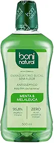 BONI NATURAL - Enxaguante Bucal Natural e Vegano, Sem Flúor, Zero Álcool, Sem Parabeno, Menta e Melaleuca, 500ml