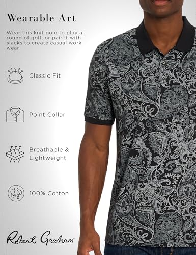 Robert Graham Men's Dozer Short Sleeve Knit Cotton Polo Shirt2