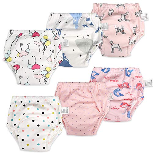 MooMoo Baby 王女と人魚 トレーニングパンツ 下着 高通気性 ベビートレーニングパンツ 幼児 トイレトレーニング 綿 6枚組 防水層付 女の子 100の画像