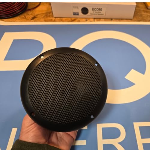 Image of PQN Audio Eco50-4BK 5 inch Ultra Slim Waterproof Marine Speaker for RV, Camper, Cabinet and Hot tub. Chemical and UV Resistant. Wall and Floor Mount Outdoor Speakers (Black)