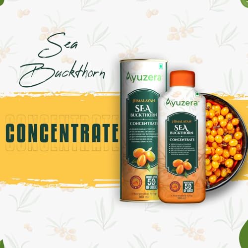 Image of Ayuzera Himalayan Sea Buckthorn Pulp Concentrate 300ml | Liquid Supplements | Makes up to 50 Glass Juice (Rich in Vitamin C) | Lab Tested | Omega 3, 6, 7, and 9, and Antioxidants | (1)