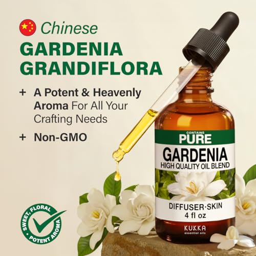 Image of 100% Pure Gardenia Oil - 4 Fl Oz Gardenia Essential Oil for Hair, Skin, Diffuser, Aromatherapy & DIY Soap Making Scent