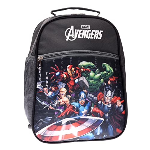 Kuber Industries Marvel Avengers School Bag|3 Compartment Rexine School Bagpack|School Bag for Kids|School Bags for Girls with Zipper Closure (Gray)