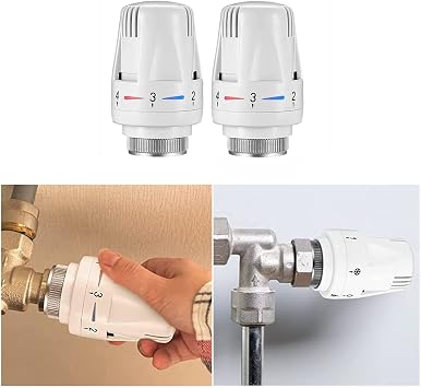 2 Pcs Thermostatic Radiator Heads Automatical Temperature Control Heads Anti Freeze Radiator Valve Heating Systems for Home Office
