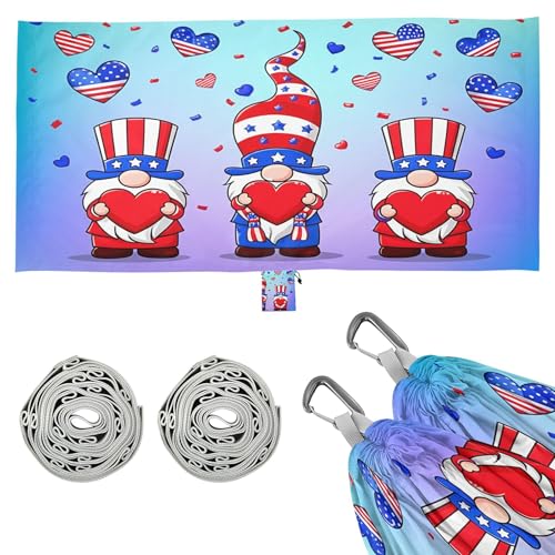 Takiito Cartoon Gnomes Hammock 330 lb Capacity Travel Camping Hammock with Tree Straps, Portable Lightweight for Outdoor Beach Backpacking Backyard Patio