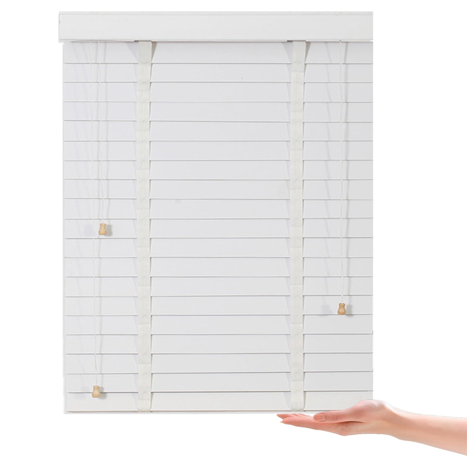 Store horizontal bois 50 mm blanc protection solaire et intimité