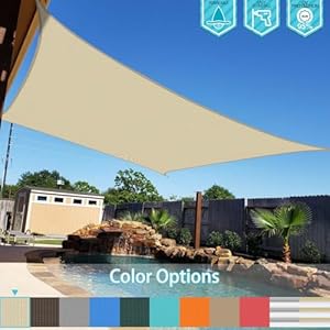 Coarbor 8' x 12' Sun Shade Sail Rectangle Canopy Sunshine Block Heavy Duty Shade Sails for Outdoor Patio Carport Backyard Garden Deck (Beige) Coarbor 8 x 12 Sun Shade Sail Rectangle Canopy Sunshine Block Heavy Duty Shade Sails for Outdoor Patio Carport Backyard Garden Deck Beige