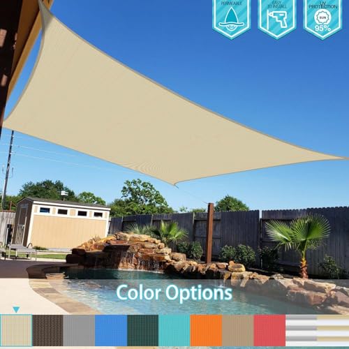 Coarbor-8-x-12-Sun-Shade-Sail-Rectangle-Canopy-Sunshine-Block-Heavy-Duty-Shade-Sails-for-Outdoor-Patio-Carport-Backyard-Garden-Deck-Beige Coarbor 8 x 12 Sun Shade Sail Rectangle Canopy Sunshine Block Heavy Duty Shade Sails for Outdoor Patio Carport Backyard Garden Deck Beige