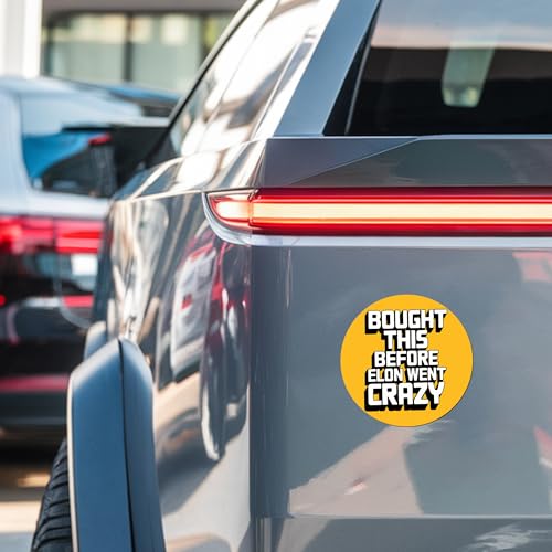 Image of Magnet Me Up I Bought This Before Elon Went Crazy Car Magnet Funny 5 Inch Bumper Magnetic Decal Yellow, Weatherproof, UV-Printed & Durable Elon Musk Car Decoration, Made in USA