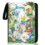 Card Binder for Pokemon 4 Pocket, Trading Card Binder Folder with Zip, 50 Pages 400 Pocket Capacity