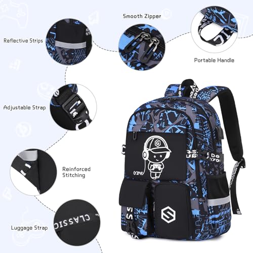 Scothen 4PCS Cool Luminous Backpack for Boys with Lunch Box & Lunch Bag by Scothen - Used condition - Image 7