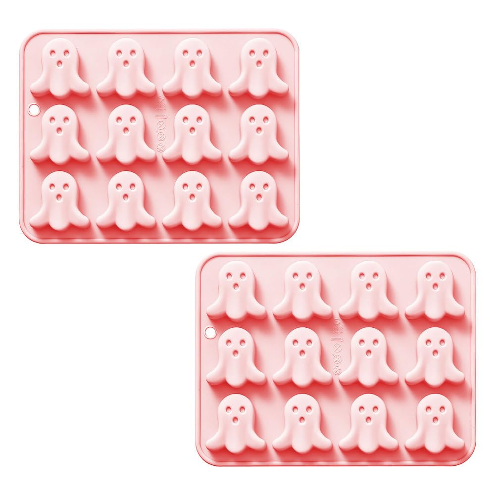 Halloween 3D Molds, 2PCS Silicone Pumpkin Baking Moulds Fun Ghost Chocolate Molds for DIY Cake Biscuit Fondant