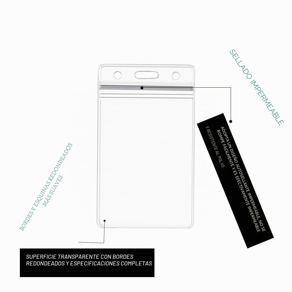 5 Funda Tarjeta Transparente Impermeable, Titular De La Insignia, ID De Plástico