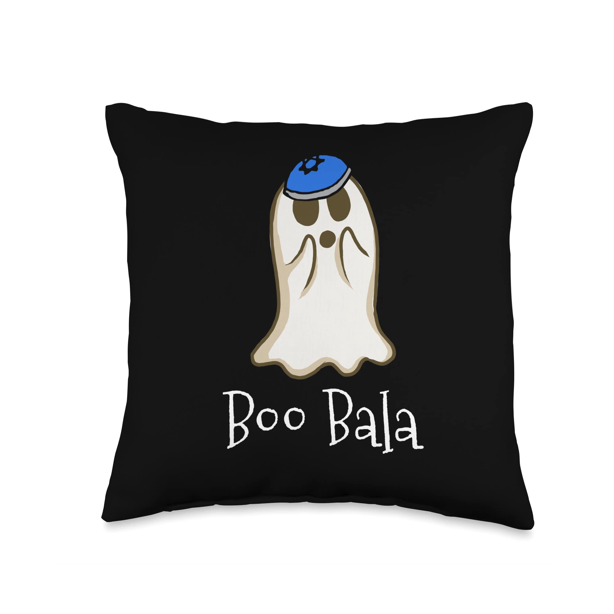 Funny Jewish Yiddish Halloween Ghost Boo Bala Bubala Throw Pillow, 16x16, Multicolor