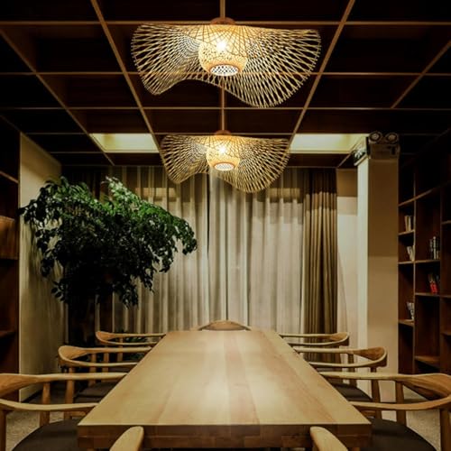 Éclairage plafond suspendu bambou rétro et suspension cuisine E27 - 2