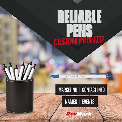 RevMark Personalized Ballpoint Pen, Custom Printed Name, Business or Event Information, Timeless Advertising, USA Made Pens, Promotional Marketing, Smooth Black Ink, Bulk Pack (Blue,50 Ct.) - Thumbnail 2