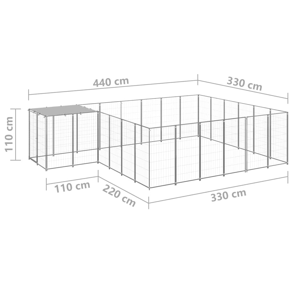 Hundezwinger aus Stahl 12,1 m² mit Wasser- und UV-beständigem Polyethylendach für sicheren Outdoor- und Indoor-Einsatz, ideal für Welpen, Hunde und Kleintiere
