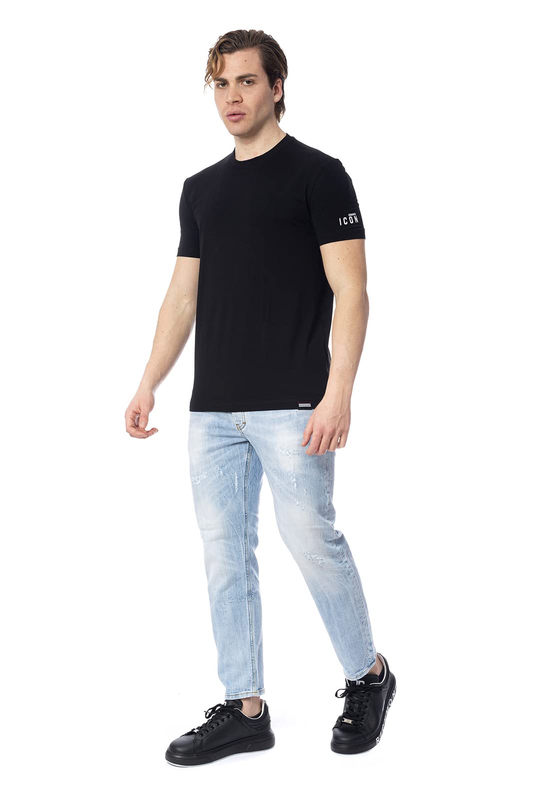 DSQUARED2 czarna koszulka białe logo - xxl, czarny, Czarny, XXL