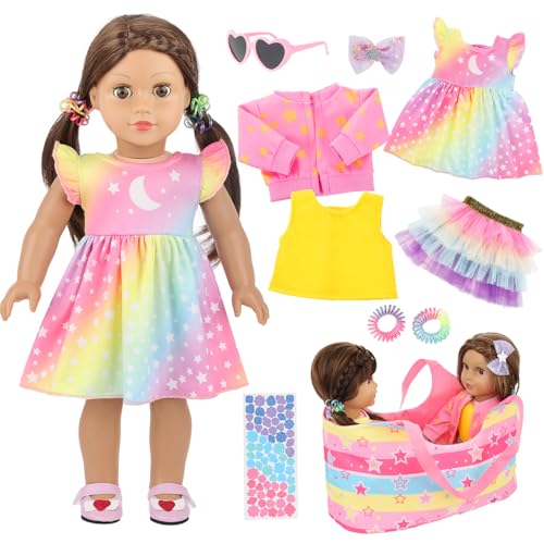 Ecore Fun 18-Inch Doll Accessories Set - 10-Pc Outfits