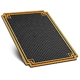 18' x 12' Premium Cocktail Bar Mat with Gold Border - Durable Stylish Spill Mat for Kitchen, Home, and Mobile Bars, Mixologists, and Cocktail Enthusiasts.
