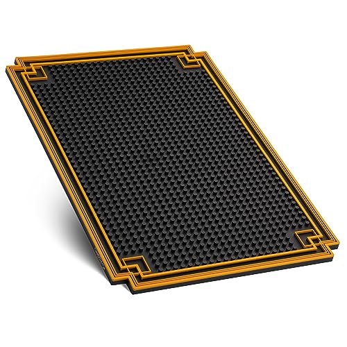 Tapis de bar à cocktail de qualité supérieure de 45,7 x 30,5 cm avec bordure dorée – Tapis de déversement élégant et durable pour la cuisine, la maison et les bars mobiles, mixologues et amateurs de