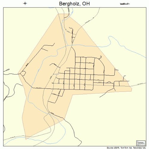 Large Street & Road Map of Bergholz, Ohio OH Printed poster size wall