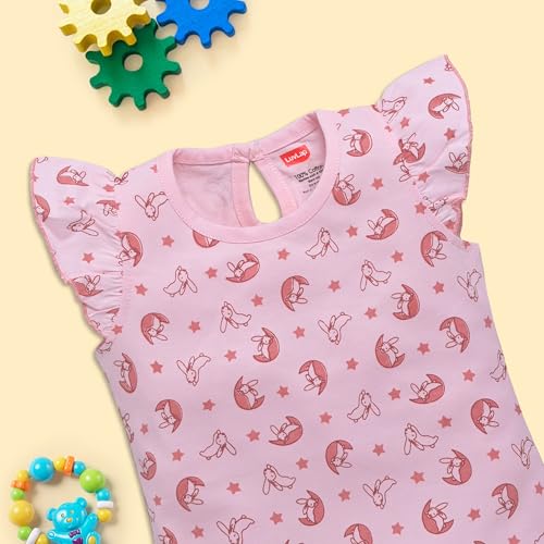 Image of LuvLap Baby Girls Regular Fit 100% Cotton Half Sleeves Girls Top CoSet Pack of 3