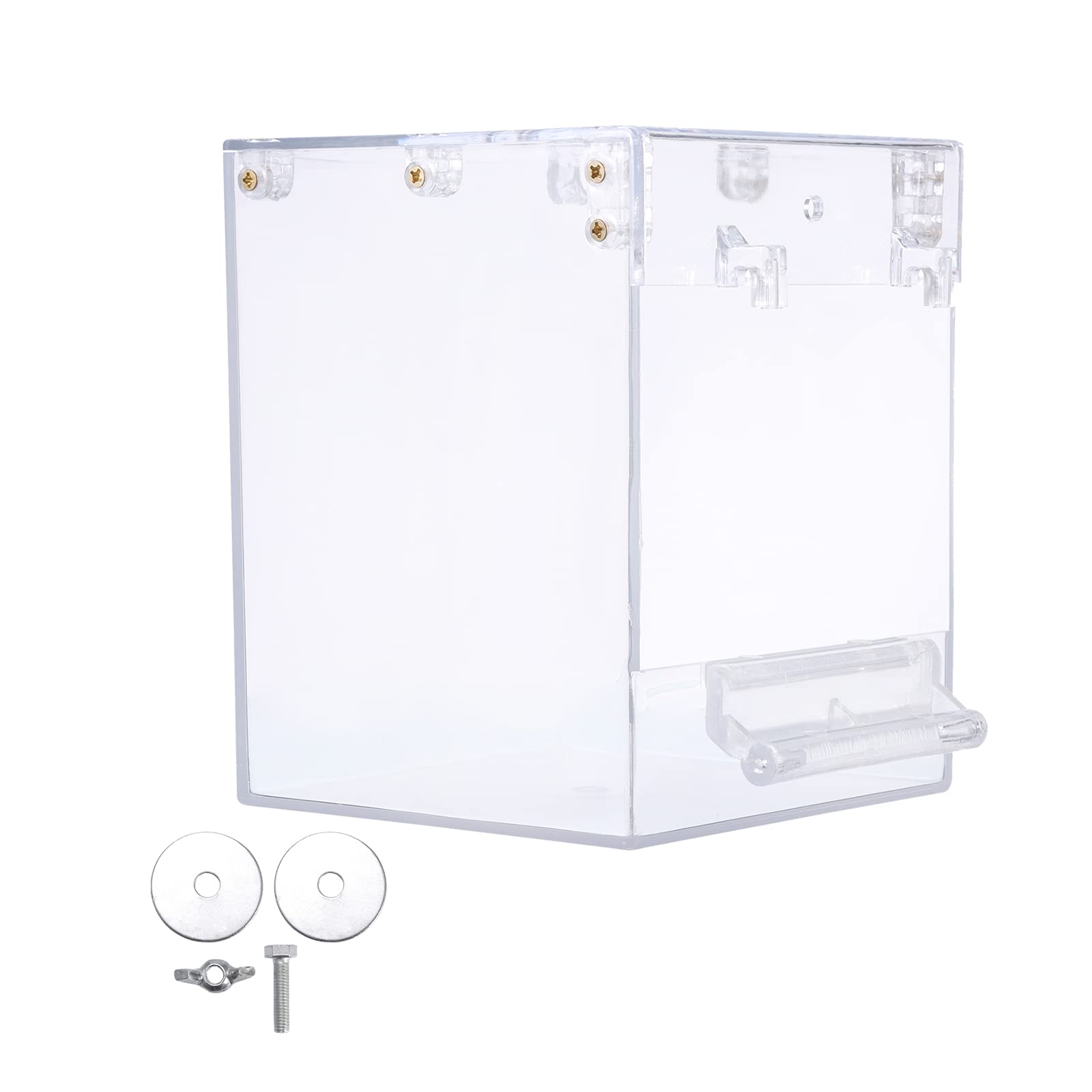 Bird Bathtub Hanging, Parrot Bath Box, Cockatiel Water Bath for Cage, Transparent Cube Bird Bath Tub, Pet Bird Bathhouse Shower Bowl with Hanging Hook, for Parrot Budgerigar Canary Cockatiel Finch