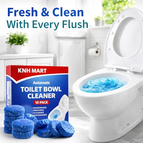 Image of Toilet Cleaning Tablets (Pack of 10) | Powerful Blue Toilet Bowl Cleaner | Long Lasting Freshness | Automatic Flush Cleaner | Removes Stains & Odor