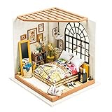 RoWood DIY Miniature Dollhouse Kit with Furniture, Wooden Mini House Set, Best Gift for Adults and Teens - Alice's Dreamy Bedroom