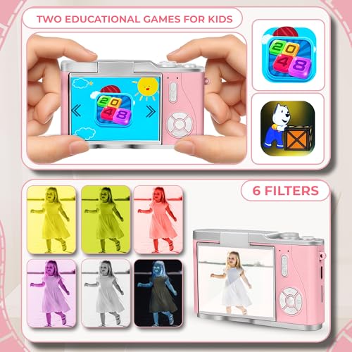 Image of Cason 48MP Digital Camera for Kids-Real Photo & Video Mini Camera for Photography 2.4 inch Rotating Screen, Built in Games Kids Cameras for 5-15 Years Girls & Boys(Supports Upto 64GB Memory)